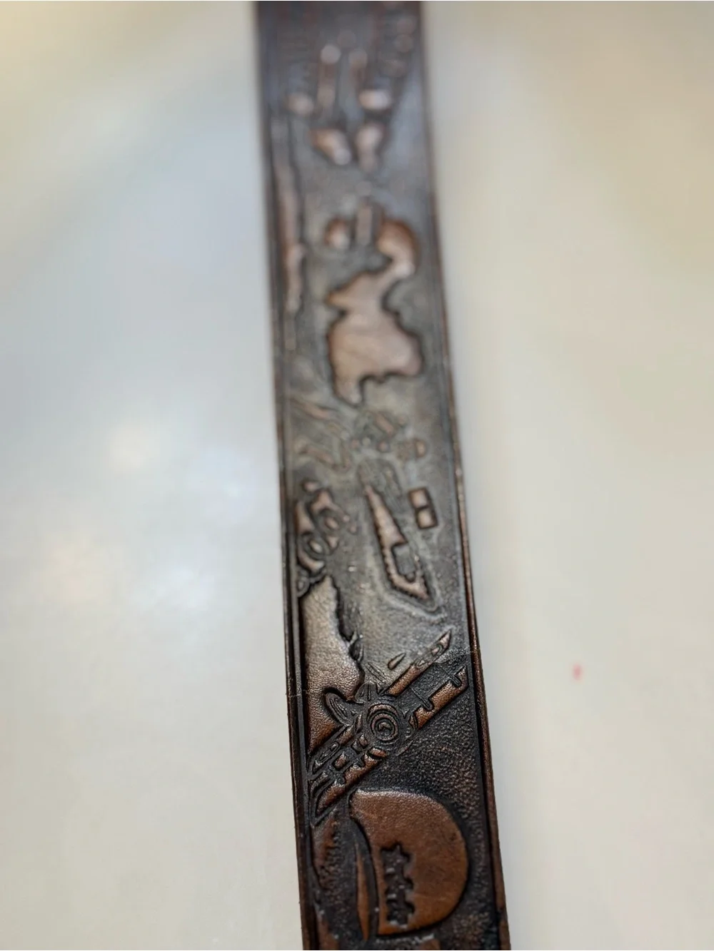 Vintage Texas Bicentennial Brown Leather Western Belt w/ Embossed Buckle C-400